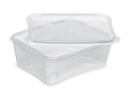 [00102074] PRESTIPACK - BOÎTE DE CONSERVATION RECTANGULAIRE TRANSPARENTE AVEC COUVERCLE - COMPATIBLE MICRO-ONDES - 158 x 130 MM - HT 55 MM - 600 ML - 30 PCS
