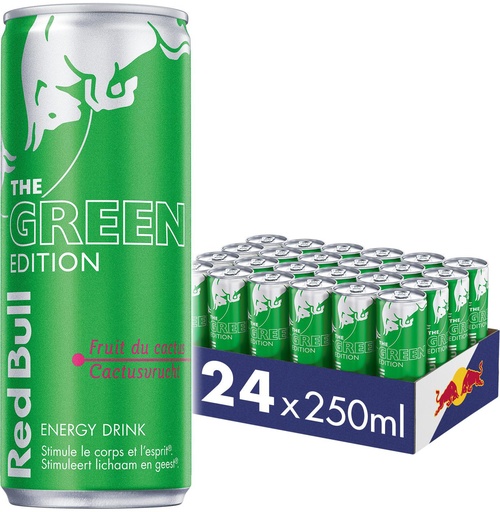 [00102312] BOISSON RED BULL GREEN EDITION FRUIT DU CACTUS  24 X 25CL  CANETTE SLEEK **S/CDE** 