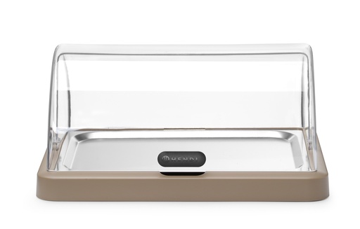 [00102380] HENDI - UNIQ BEIGE REFRIGERATED COUNTER DISPLAY CASE WITH SLIDING LID - 46 × 35.5 CM - HEIGHT 22 CM