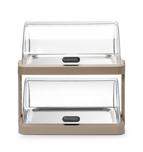 [00102382] HENDI - UNIQ DOUBLE VITRINE DE COMPTOIR RÉFRIGÉRANTE BEIGE AVEC COUVERCLE COULISSANT - 48 x 35,5 CM HT 48 CM