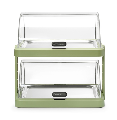 [00102383] HENDI - UNIQ DOUBLE VITRINE DE COMPTOIR RÉFRIGÉRANTE VERTE AVEC COUVERCLE COULISSANT - 48 x 35,5 CM HT 48 CM