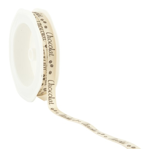 [00102566] RUBAN EN SATIN CREME "CHOCOLAT" 10 MM x 20M