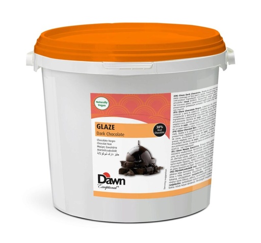 [01060355] DAWN GLACAGE ZWARTE CHOCOLADE 6KG = EMMER