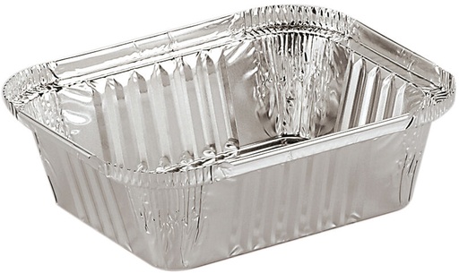[45007042] ALU TAARTJE VERTICAAL RAND 204X137X50MM 900ML 100 STUKKEN=PAK