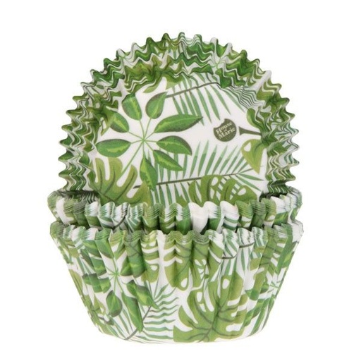 [08053461] HOM CUPCAKE CASES GREEN JUNGLE LEAVES 50 PCES FOST+ INCLUDED