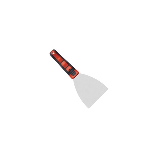 [57660489] SPATULE TRIANGLE LAME 10CM INOX SOUPLE MANCHE ROUGE ET NOIR