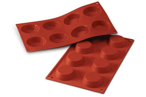 [70408195] SILIKOMART SF015 MOULE 8 TARTELETTES Ø60 H 17MM 40ML ANTI-ADHESIF GN1/3 -50° À 250°