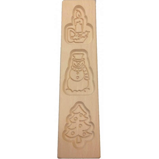 [55330007] FORME MOULE SPECULOOS 3 FIGURES NOËL -BONH OMME DE NEIGE – BOUGIE-SAPIN --3X8CM - 25SPE3K
