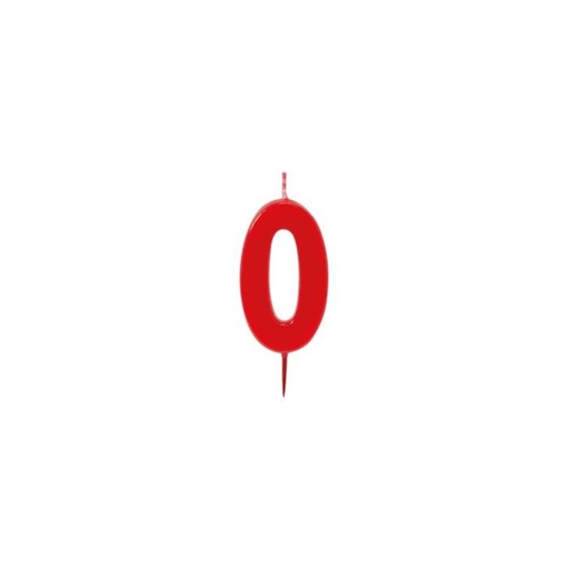 [70407084] CIJFER KAARSEN ROOD N°0 HT 6CM =STUKEN