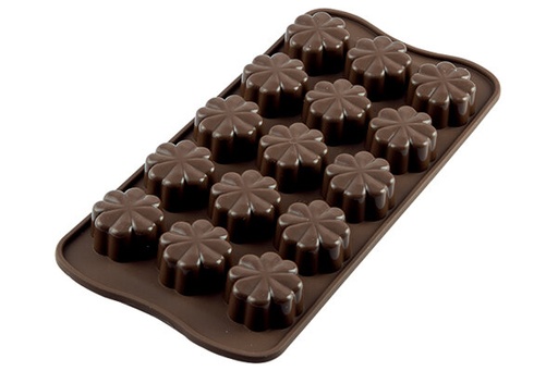 [70408058] +MOULE A PRALINE EN SILICONE BRUN FLEUR SCG08