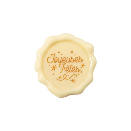 [08082172] 2015813 JOYEUSES FETES STAMP WHITE CHOCOLATE 38MM 120 PCES