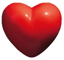 [08057212] PCB Red PAG Bulging Hearts 2x1.7 cm 165pces ***s/cd***