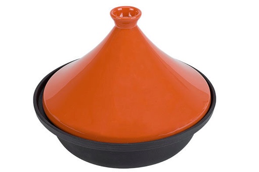 [60252150] C&T TAJINE NOIR/ORANGE BASE FONTE 30CM TOUS FEUX