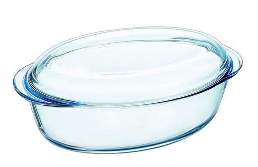 [57661171] PYREX OVAL CASSEROLE DISH 33 X 20CM - H 13CM IN BOROSILICATE GLASS 3.0L + 1.1L LID -40 TO +300°C
