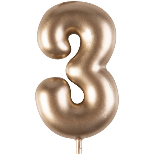 [08063104] 1023843 GOUDEN NUMMERKAARS "3" 4CM 12 STUKS***S/CD***