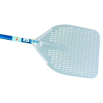 [57660852] GI-METALEN PIZZASCHEP GEANODISEERD ALUMINIUM RECHT 33X33CM GEPERFOREERD HANDVAT 60CM