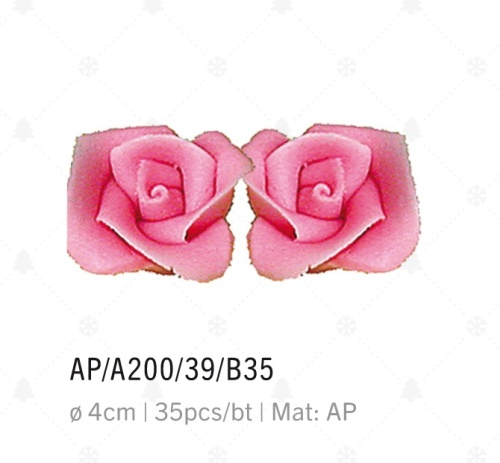 [08020614] MARZIPAN ROSES PINK 5 PETALS 4CM 35 PCS