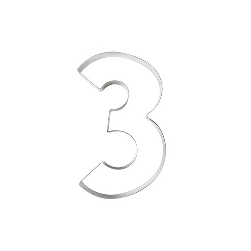 [08081475] NUMBER MOLD NO. 3 STAINLESS STEEL 20CM HT4CM