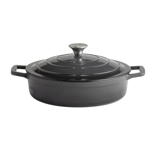 [60252115] APS LAGE BRAADPAN 28CM ZWART C/C & DEKSELHOUDER