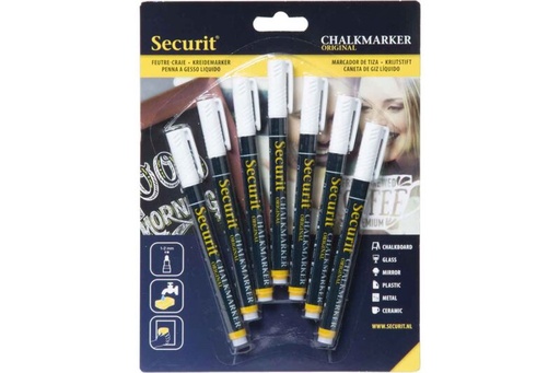 [43606064] SECURIT SET 7 FEUTRES CRAIE 1-2MM BLANC