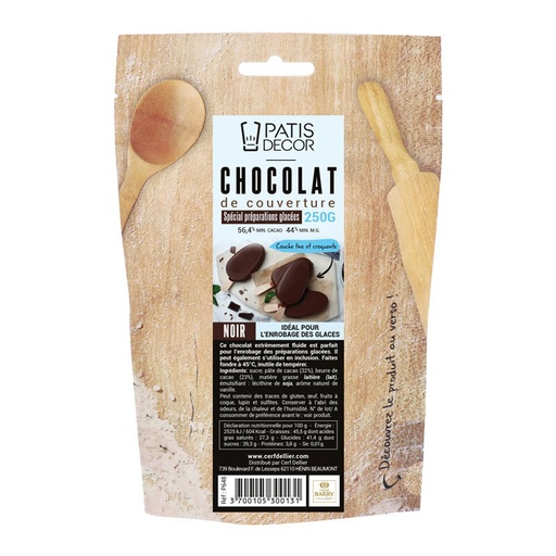 [08075529] CHOCOLAT NOIR SPECIALE BEREIDINGEN GLACEES 250G