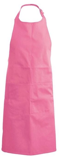 [53141063] KARIBAN APRON BIB + POCKET PINK DARK H90XL71CM POLYESTER/COTTON