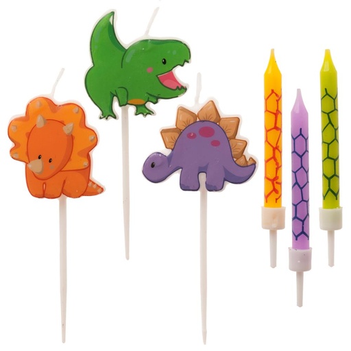 [08041531] ASSORTMENT OF SMALL DINOSAUR CANDLES 9 PCS