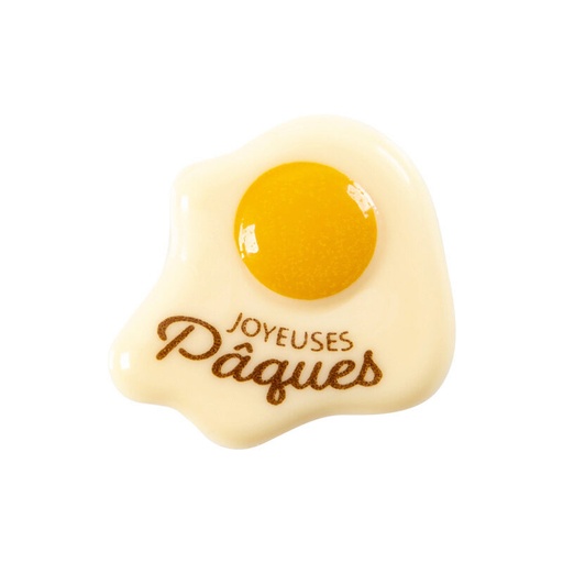 [08053902] 2069095 PLAQUETTE ŒUF SUR LE PLAT JOYEUSES PAQUES 40X38MM CHOCOLAT BLANC 120 PCES***S/CD***