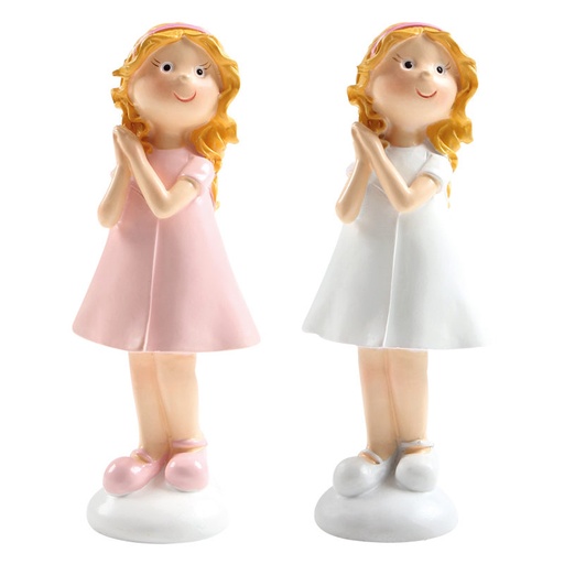 [08074154] 1032039 COMMUNION FILLE ROBE ROSE/BLANCHE 12CM12CM ***S/CD***