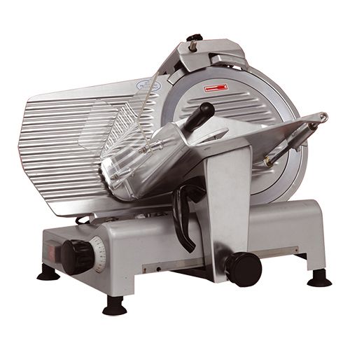 [60509877] CATERCHEF VLEESSNIJMACHINE MET MESSEN VAN 300MM SNIJD VAN 0 TOT 12MM 250W MET SHARPENER INBEGREPEN =