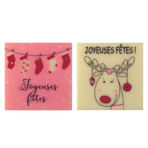 [08056350] 087142 PCB SQUARE WC CHRISTMAS MADNESS 2 ONTWERPEN 3,5 CM 120STKS ***OP/ORDER***