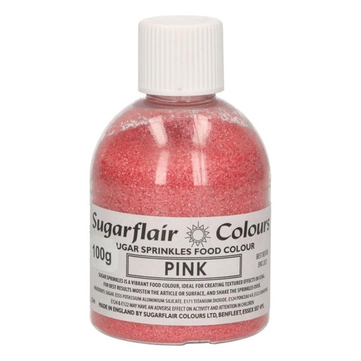 [08053235] SUGARFLAIR PINK SPARKLING SUGAR SEQUINS 100GR