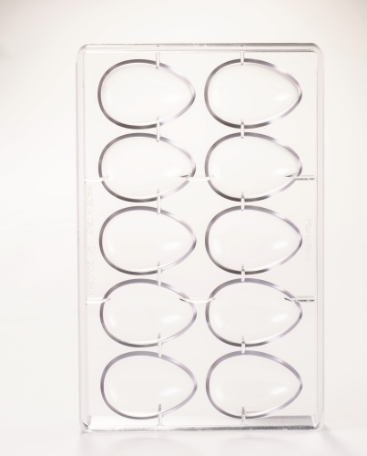 [54402195] 10 POLY HALF EGG MOLD 25GR SHELL HT64MM-BASE44MM