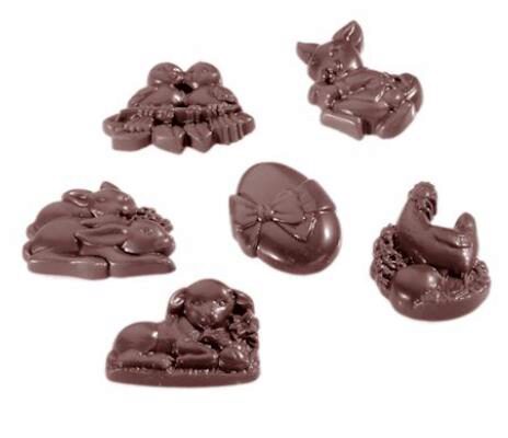[70410277] MOULE À CHOCOLAT GARNI DE PÂQUES6 FIG. CW2275 45X35XHT8MM / 4X6 -- 6GR