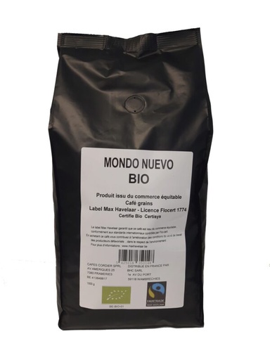 [01050343] CORDIER KOFFIE MONDO NUEVO ORGANIC FAIRTRADE 250GR