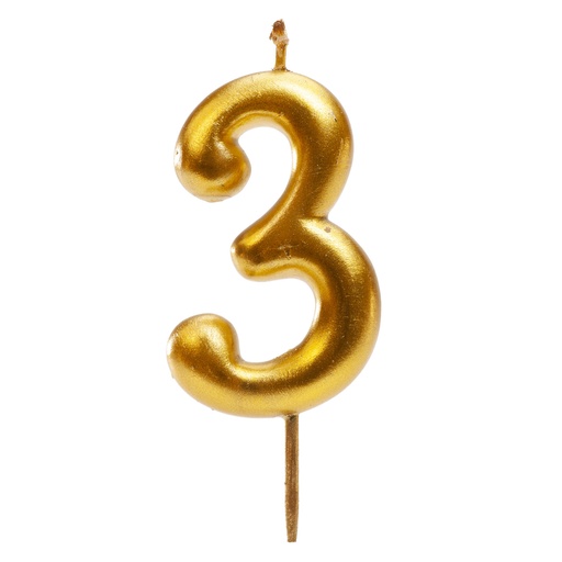 [08041593] GOLD NUMBER CANDLE NO. 3 5.5CM