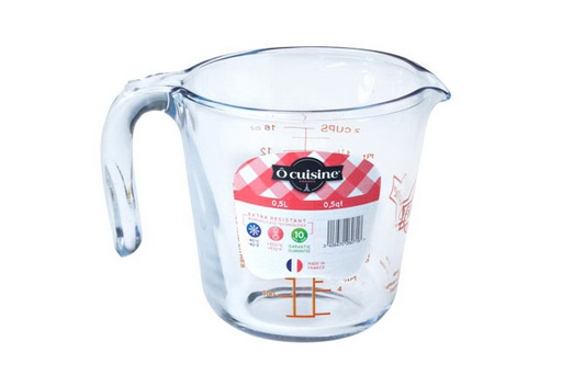 [74500891] PYREX O CUISINE MAATBEKER MET GRADUATIE IN BOROSILICAATGLAS 0,5L