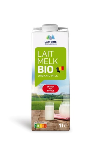 [06020353] LAITERIE DES ARDENNES LAIT BIO ENTIER BOUCHON A  VISSER 6 X 1L
