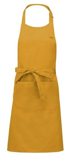 [53141066] KARIBAN APRON BIB + POCKET MUSTARD 90 XL 71 CM POLYESTER/COTTON