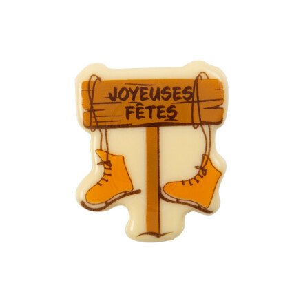 [08054435] 2015558 PLAQUETTE PANCARTE JOYEUSES FETES CHOCOLAT 44X37MM 100 PIÈCES