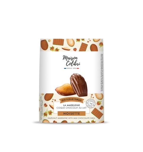 [11010431] COLIBRI MADELEINE NOISETTE COQUE CHOCOLAT LAIT 150GR