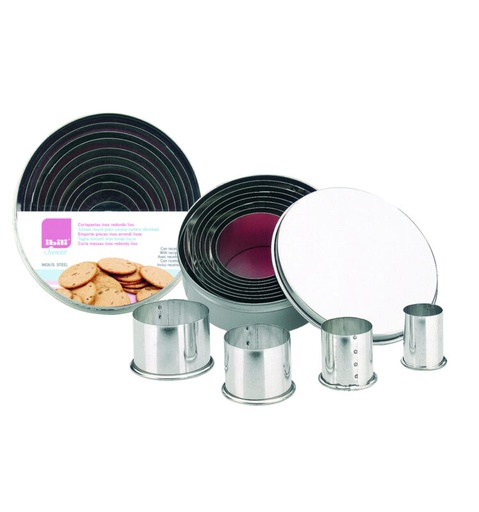 [52001017] IBILI BTE 11 EMPORTE PIECES RONDS UNIS INOX2-3-4-4.5-5-6-6.5-7-8-8.5-9CM MENAGER