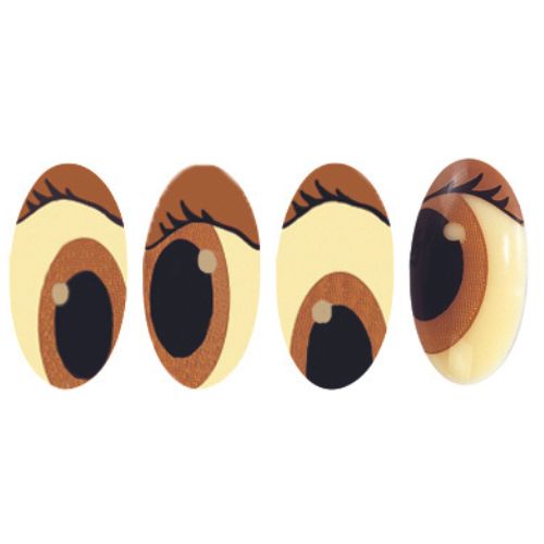 [08056616] 087029 PCB OVAL EYES PAG WITH EYELASHES 4 DESIGNS 1.3X0.9 CM 266PCS ***S/CDE***