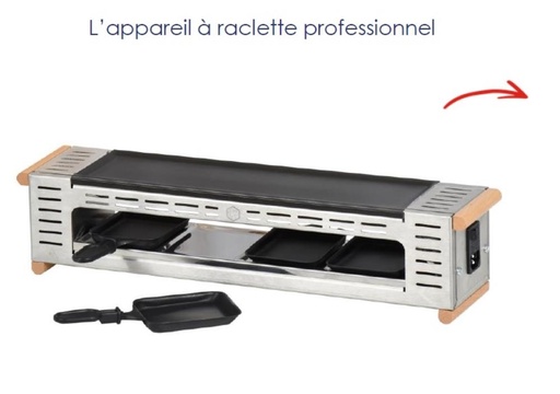 [60503988] +BRON COUCKE APPAREIL A RACLETTE 4 POELONS+PLAQUE  GRILL 230V-600W-51X10X12CM