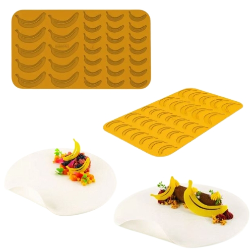 [51661525] SILIKOMART NATURAE PRO BANANA SILICONE MOLD N.10 10.3X5.2XH0.2CM / 6.2X3.1XH0.2CM VOL 1.2-3.4ML
