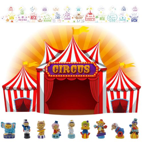 [60229089] PORSELEINEN BONEN 100STKS "KLEINE CIRCUS" +KRONEN ***NIEUW 2024***