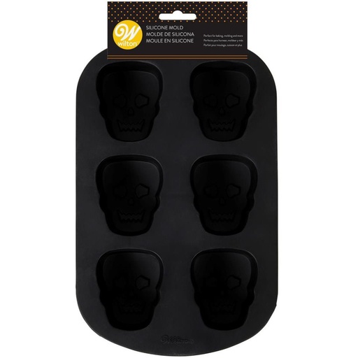 [08053648] WILTON HALLOWEEN SCHEDEL SILICONEN MOLD 6 HOLTEN