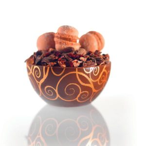 [08056183] 008985 PCB ZWARTE ARABESKE POMPONS Ø 7,2 CM H. 3,5 CM 60 STUKS ***S/CD***