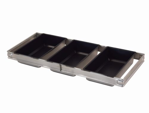 [51201450] 3 VERENIGDE BROODVORMEN 24X14CM H6CM TEFLON VOOR ROTATIEF OVEN INGANG 60CM
