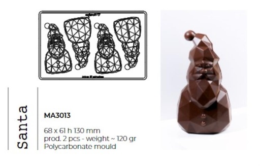 [54402143] MOULE PRALINES POLYCARBONATE PERE NOEL SANTA 13CM